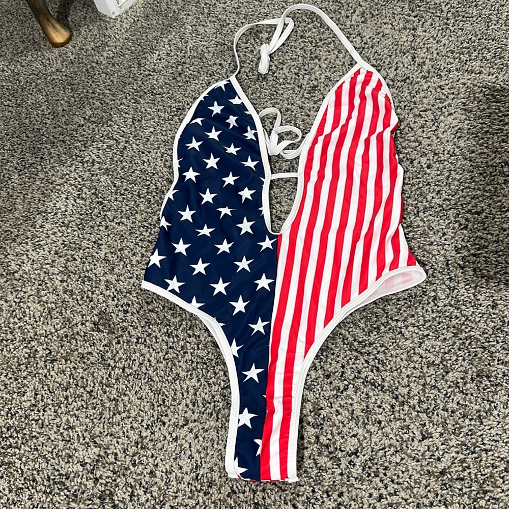American flag one piece bathing suit (AD)